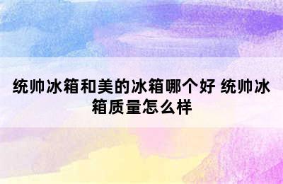 统帅冰箱和美的冰箱哪个好 统帅冰箱质量怎么样